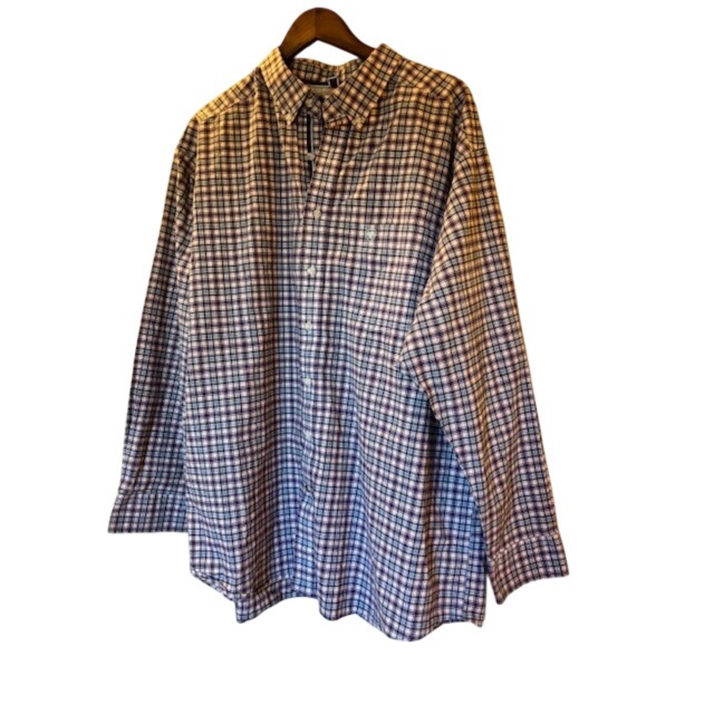 Ariat Pro Series Men's XXL Plaid Button Down Shirt Long Sleeve Stretch Blue